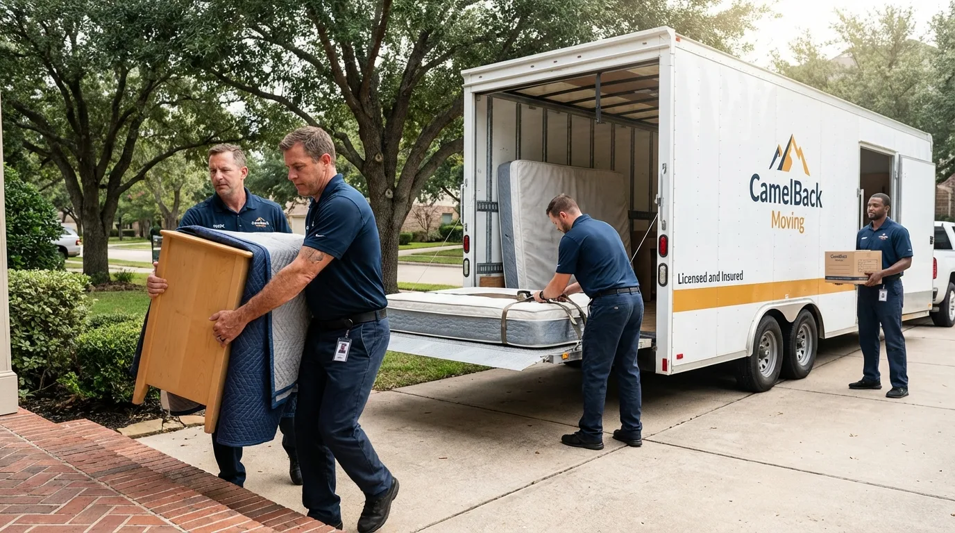 Crew loading residential truck for cross-state move from Vero Beach, FL