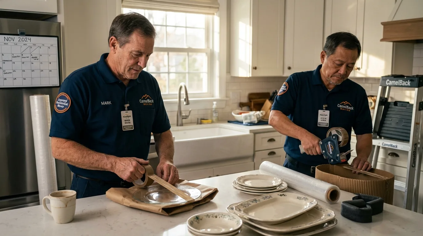Professional crew packing kitchen dishware in Vero Beach, FL